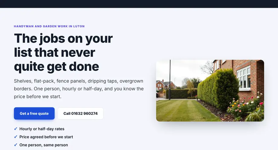 An example handyman and garden services website