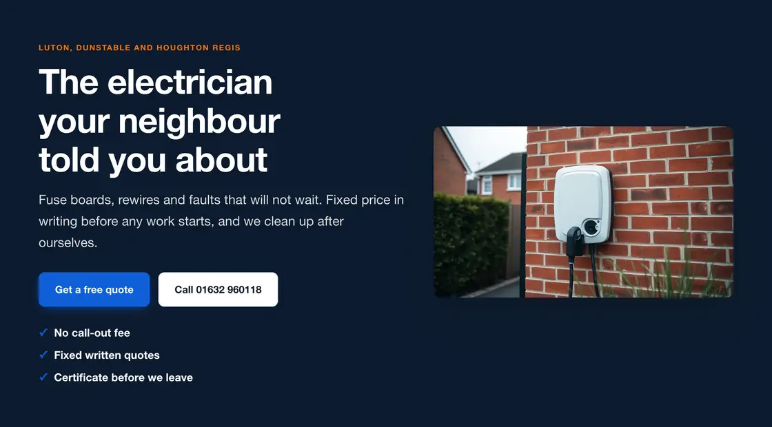 An example website for a local trade
